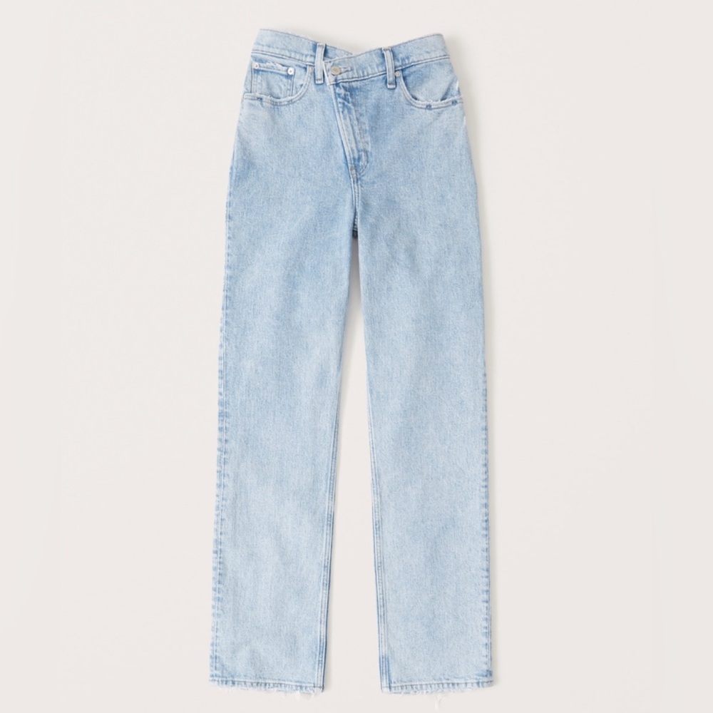 Abercrombie 90s Straight High Rise Criss Cross Jean Size 28